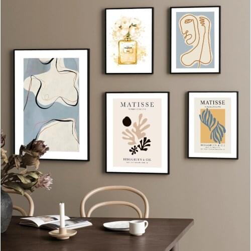 Wall Art Canvas Painting Perfume Women Matisse Abstract Line Leaf Nordic Posters And Prints Wall Pictures For Living Room Decor