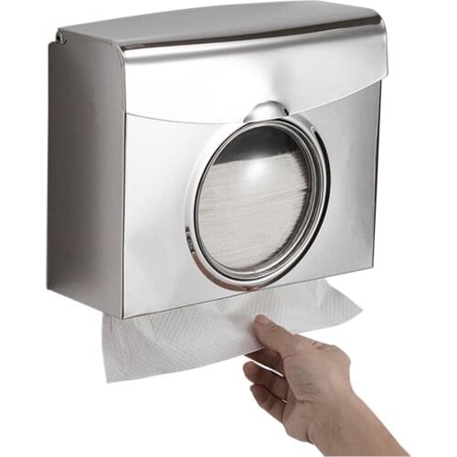 Wall drilling towel dispenser toilet tissue dispenser stainless waterproof paper towel dispenser with a viewing window