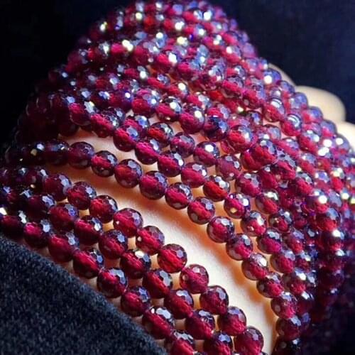 Natural polishing crystal garnet round Facet Mozambique semi-finished loose beads DIY manual 4mm