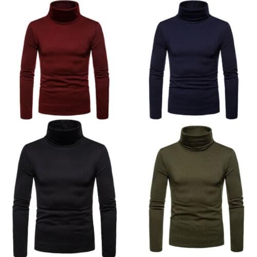 New Fashion Mens Roll Turtleneck Pullover Knitted Jumper Top Sweater Shirt Warm Coat Casual Long Sleeve T-Shirts