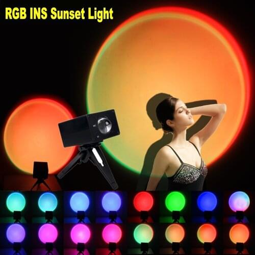 New 16 Color Remote Control RGB Sunset Projection Light Rainbow Atmosphere LED Stage Light USB Background Wall Decoration Light
