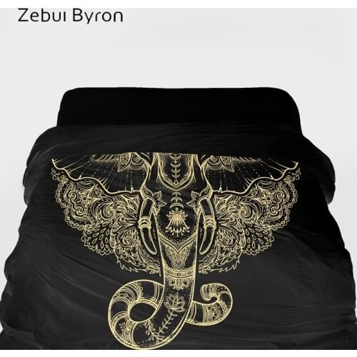 3D Duvet Cover King/queen size,Blanket/comforter Cover 220/240,Quilt cover for 90/150 bed,Bedding Golden boho mandala elephant