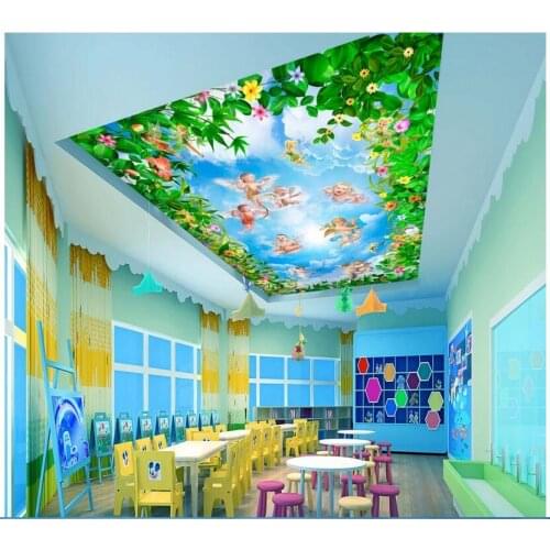 Custom photo 3d ceiling murals wallpaper Non-woven European Flowers small angel background painting room wallpaper for walls 3d