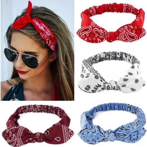 New Boho Women Soft Solid Print Headbands Vintage Cross Knot Elastic Hairbands Turban Bandanas Girls Hair Bands Hair Accessories