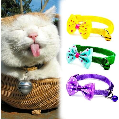 Adjustable Polyester Dog Cat Pet Bowknot Collars Cute Bow Tie Bell Puppy Kitten Necktie Collar With Bowknot Bells Pet Supplies