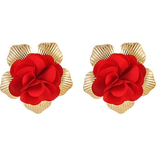 ZHINI New Gold Color Stud Earrings for Women Simple Charming Flower Statement Earring Fashion Jewelry 2021 pendientes