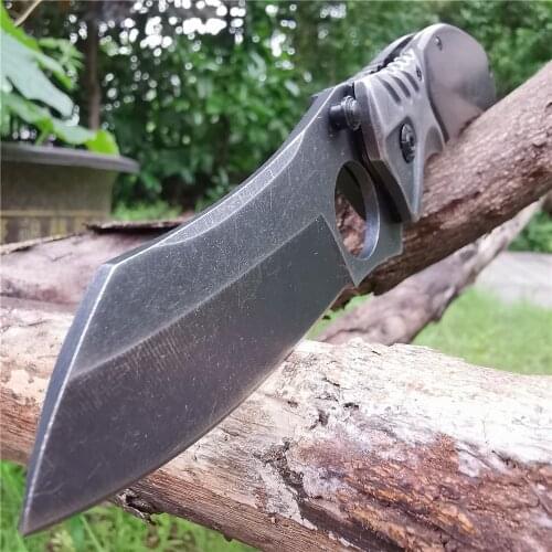 Folding Pocket Knife Wood Handle Tactical Knives Combat Knives Self Defense for Hunting Camping Survival Outdoor Everyday Carry