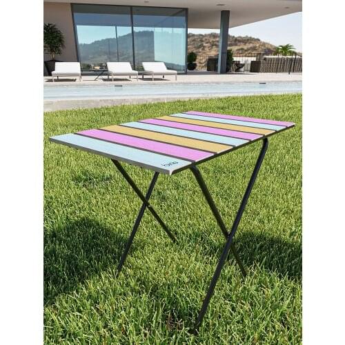 Folding Camping Table Height Adjustable Wood Picnic Tables Balcony Table Kitchen Table Color Design Double Stage 60x40 cm