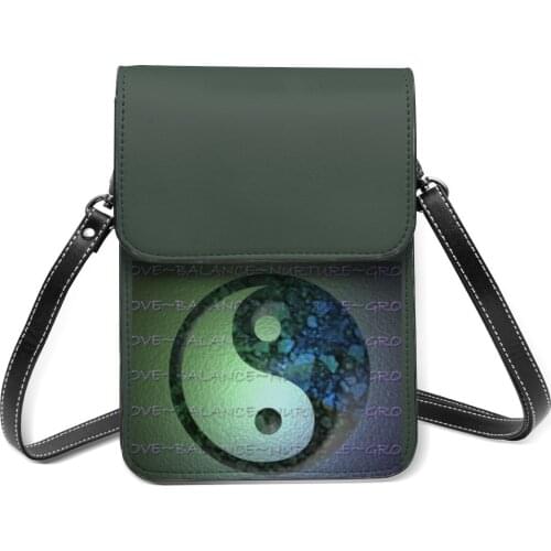 Yin Yang Shoulder Bag Funny Leather School Mobile Phone Bag Student Bulk Bags