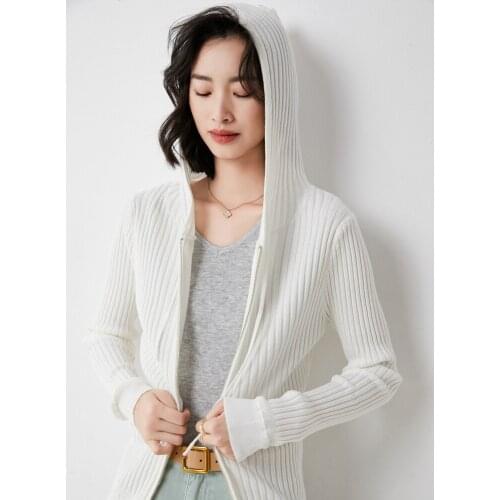 Hooded Sweater Coat Womens Short 2021 New Casual Jacket Thin Loose Outer Knitted Cardigan 60104