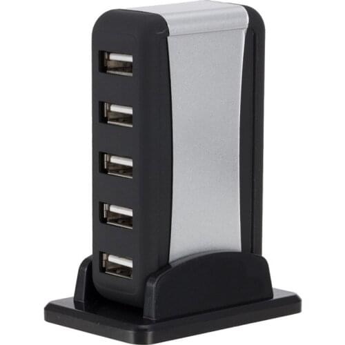 Vertical USB Hub Multi 7 Ports USB 2.0 Splitter with Power Adapter for PC Computer Accessories