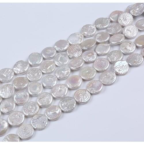 Big Size 20mm Coin Shape Pearl Natural Freshwater Pearl Strand