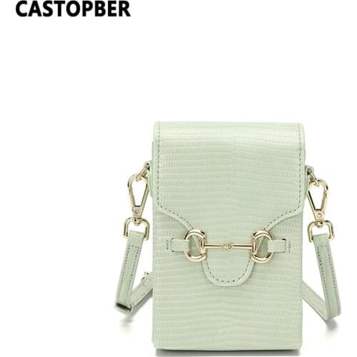 Womens Small Messenger Bag Lizard Pattern Cowhide Split Leather Crossbody Bags For Cell Phone Purse Desinger Magnetic Closure