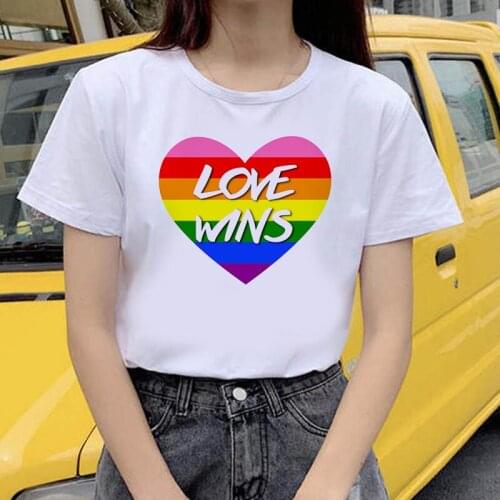 Lgbt t-shirt Love Wins Women TShirts gay is love women rainbow top t-shirt kawaii Streetwear femme Top Tees Streetwear T-shirt