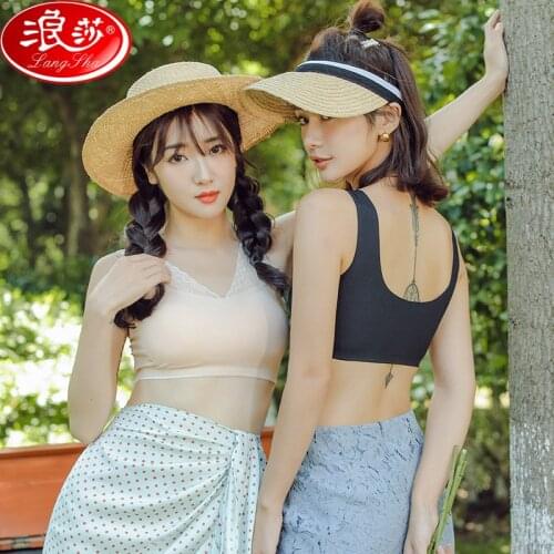 LANGSHA New Women Sexy Bra Lace Bralette Underwear Wireless Padded Seamless Bra Sleeping Ultra Strap Padded Bras Girls Brassiere