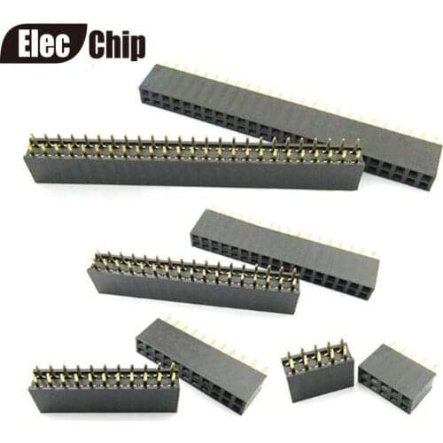 10pcs 2.54mm Double Row Female 2~40P Breakaway PCB Board Pin Header socket Connector Pinheader 2*2/3/4/6/10/12/16/20/40Pin
