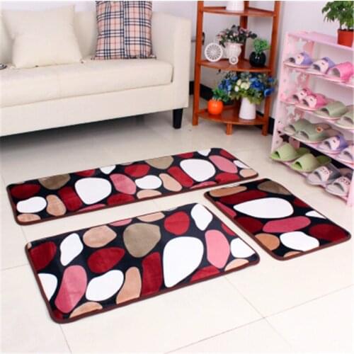 3Pcs/set Fashion Printing Coral Velvet Carpet Antiskid bedroom door mat kitchen toilet Water absorption mat living room carpet