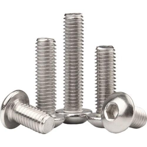 5Pcs 3/8-16 Stainless Steel 304 Allen Round Head Screws Hex Socket Hexagon Socket Pan Header Screw machine bolts bolt