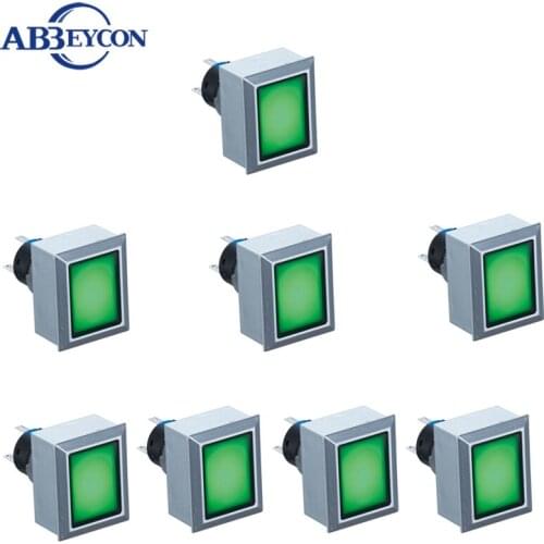 5pcs/Lot 22mm plastic square push button switch IP65 momentary 12V/24V/110V ring led rectangle 1NO1NC push button switch