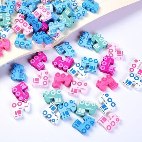 50pcs Wooden Beads Car Shape Spacer Beads for Jewelry Making DIY Wood Pacifier Clip Toys