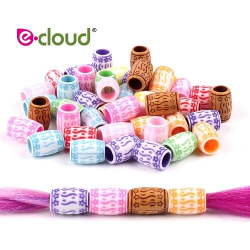 7mm Acrylic Hair Beads Dreadlock Accessories 50pcs/bag Mixed Plastic Hair Extension Braids Ring Tube Jewelry Cuff For Hair Tools