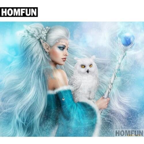 HOMFUN Full Square/Round Drill 5D DIY Diamond Painting "Fairies and owls" 3D Embroidery Cross Stitch 5D Decor Gift A00566