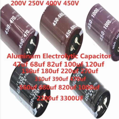 200V 250V 400V 450V Aluminum Electrolytic Capacitor 47 68 82 100 120 150 180 220 270 330 390 470 560 680 820 1000 2200 3300UF