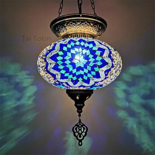 Big size New style Turkey ethnic customs handmade lamp romantic cafe restaurant bar tree Pendant light bar Mosaic Pendant light