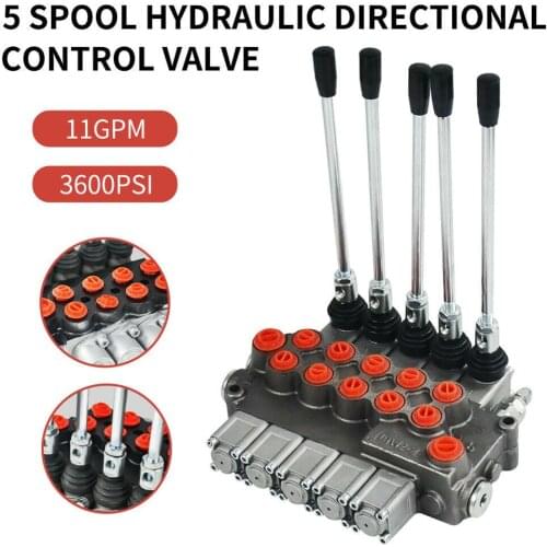 5 Spool Hydraulic Directional Control Valve 11 GPM Motors Spool Double Acting