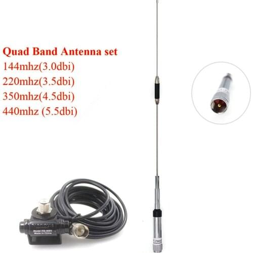 High Gain 100cm Quad Band Antenna Set 144/220/350/440MHz for QYT KT-7900D with RB400 Clip Car Mount + 5M Cable