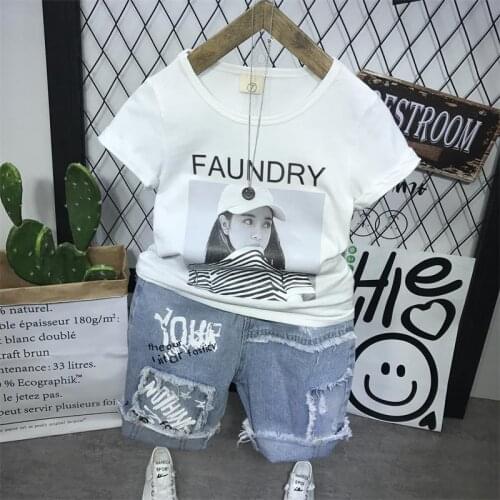 Summer For Boys Kids Top Suits short sleeve t-shirt + shorts jeans 2PCS boys set Baby Boys Clothes Children clothing set 2-7Yrs