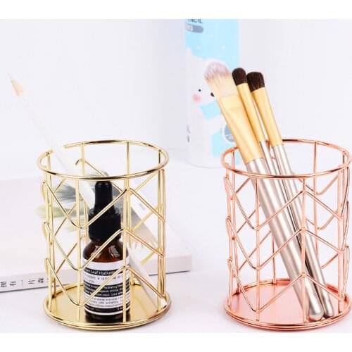 Metal Wire Pencil Holder Cup Desktop Stationery Storage Organizer Container for Pencil Pen Rulers Makeup Brushes