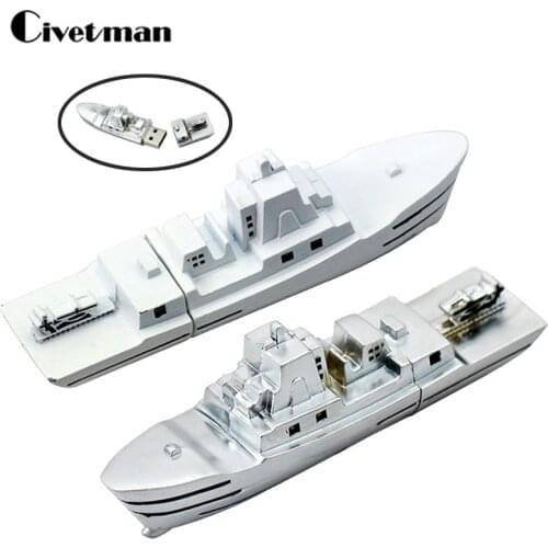 Metal Steamship USB Flash Drive Ship Pendrive 256GB Memory Stick Real Capacity 4GB 8GB 16GB 32GB 64GB 128GB Warship Pen Drive