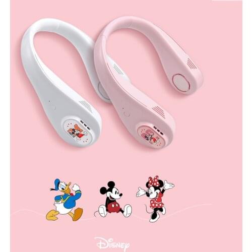 Disney Mini Neck Fan Portable Bladeless USB Rechargeable Mute Sports Fans for Outdoor Travel Ventilador Portatil Cooling