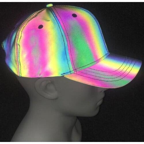 April MOMO 2021 Laser Reflective Caps Men Adjustable Baseball Hat Rainbow Cap for Men Women Hat Hip Hop Streetwear Autumn