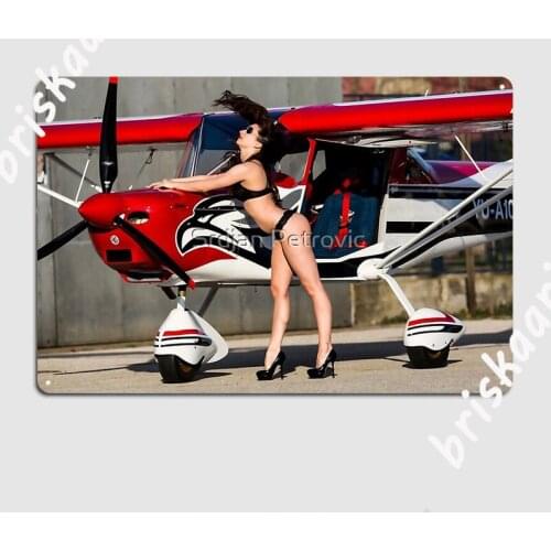 Model And Plane Poster Metal Plaque Mural Painting Funny pub Living Room Tin sign Poster