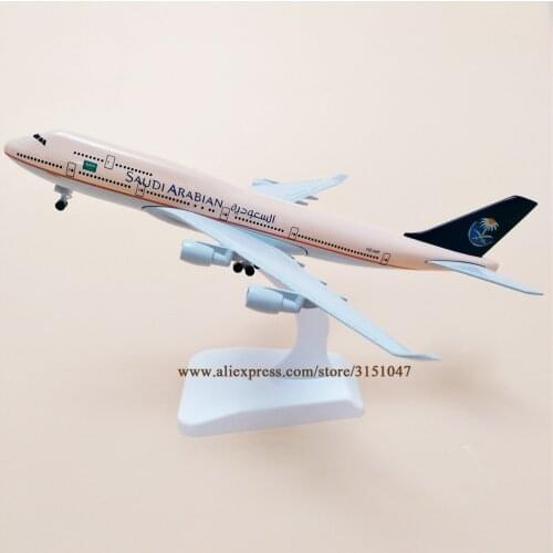Alloy Metal Air SAUDI ARABIAN Airlines B747 Boeing 747 Airplane Model Airways Plane Model Stand Diecast Aircraft Gifts 20cm