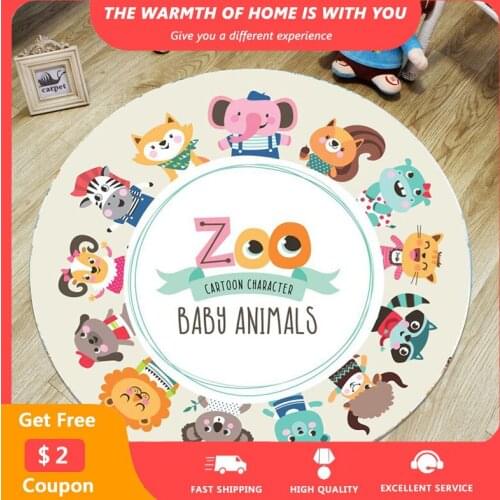 Cartoon Cute Round Carpets Kid Playing Mats 120x120cm Living Room Rugs Non-slip Palor Bedroom Swivel Chair Basket Carpet Rug