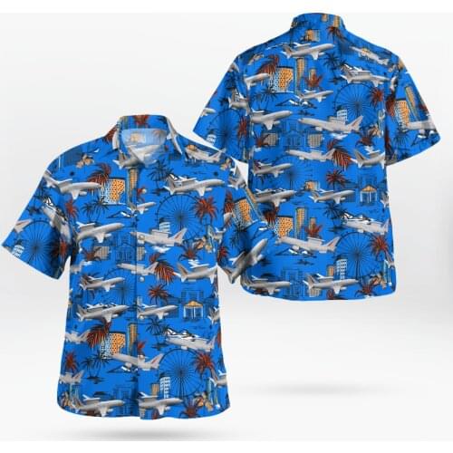 2021 New 3D Printing Plane Blue Hawaii Shirts Men Summer Short-sleeved Beach Shirt Men Shirts Oversize Camisa Masculina 5XL-90