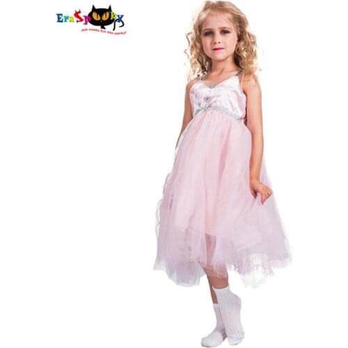 Little Girls Party Dresses Pink Kids Princess Dress 2017 Children Crown Bows Tutu Skirt Prom Birthday Wedding Halloween Costumes