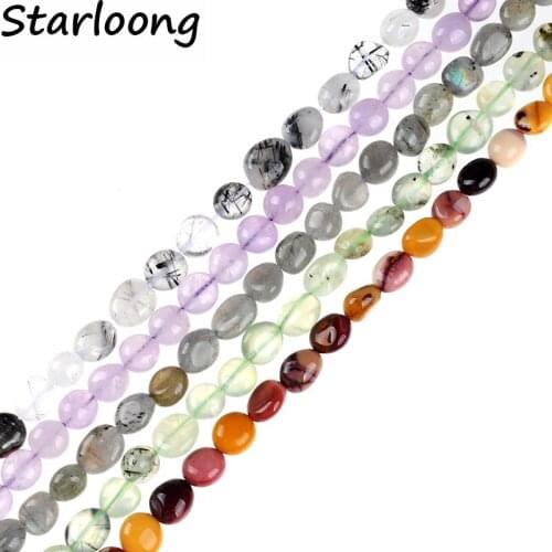 Irregular Natural Labradorite Prehnites Mookaite Quartz Rutilate carnelian Gravel stone beads 8*10mm DIY Jewelry Making Bracelet