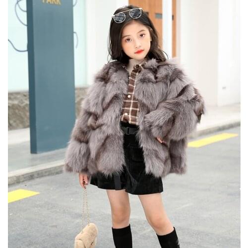 2020 New Genuine real natural girls fox fur coat child fashion fur jacket kids warm winter outwear