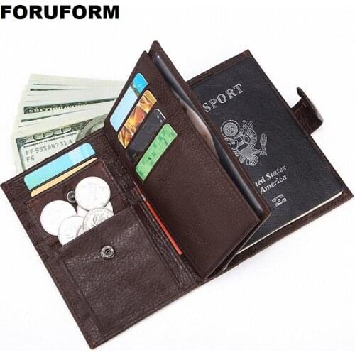Genuine Leather Mens Passport Cover Wallet Large Capacity Passport Holder Coin Purse Men Organizer Wallets Card Holder LI-2307