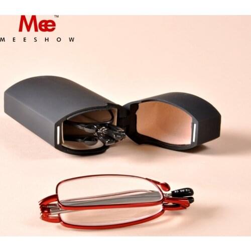 Meeshow Mini Portable Reader with Case Women Men Reading Glasses Power +1.0 to +3.5 High quality Reading Glasses R1002
