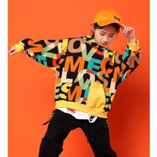 Girls Outfits Letters Boy Print Hoodies Street Dance Wear Sweatshirt Tops Running Casual Pants Clothing Jazz Dance Costume