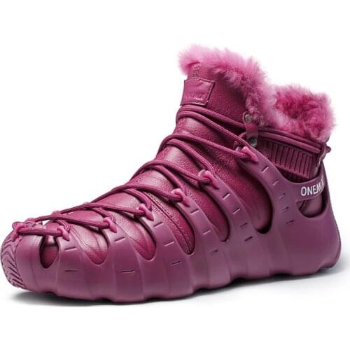 ONEMIX factory sale Men Casual Boots Rome Design Leather Winter Warm Ankle Snow Boots Fashion Outdoor Trekking Walking Sneakers