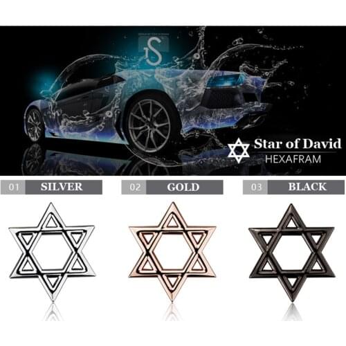 A Pair 6cm x 6cm Star of David Emblem Car Stickers Personalized 3D Decal Hexagram Auto Accessories Metal Badge Motorcycles Decor