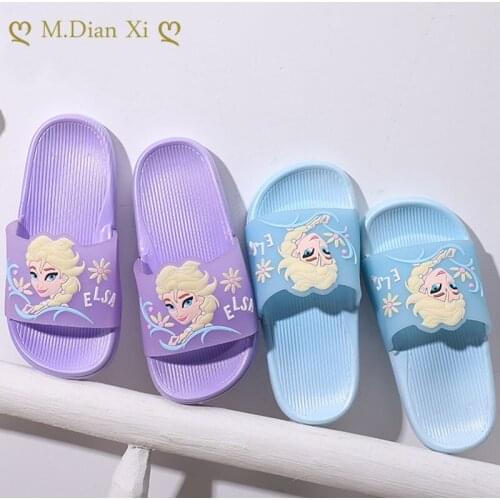 Frozen Elsa Anna Girl Beach Slippers Children Sandals Summer Cartoon Kids Shoes EVA Resistance Breathable Antislip Baby Disney