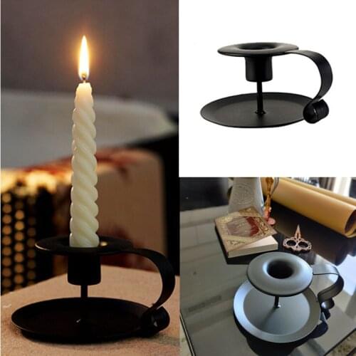 Iron European Style Candlestick Stand Candle Holder Vintage Retro Style Classic Look Taper Holder Matte Black For Wedding