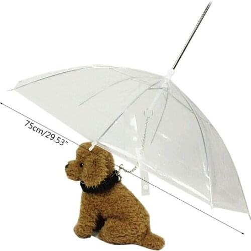 Portable Transparent Walking Small Dog Cat Pet Umbrella With Chain Keep Dry In Rain Outdoor Gear Tool